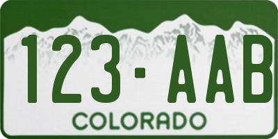 CO license plate 123AAB