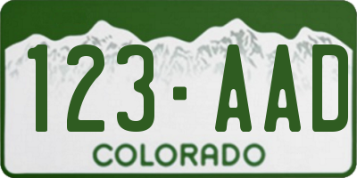 CO license plate 123AAD