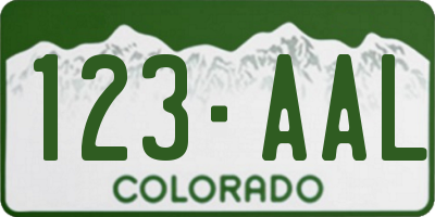 CO license plate 123AAL