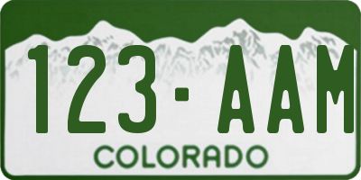CO license plate 123AAM