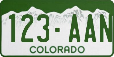 CO license plate 123AAN