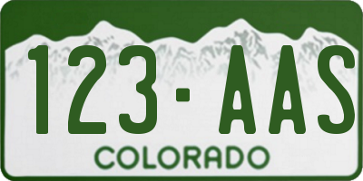 CO license plate 123AAS