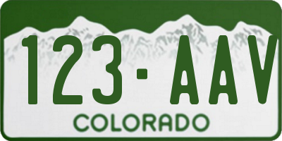 CO license plate 123AAV