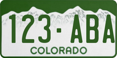 CO license plate 123ABA