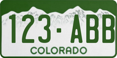 CO license plate 123ABB