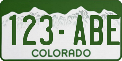 CO license plate 123ABE