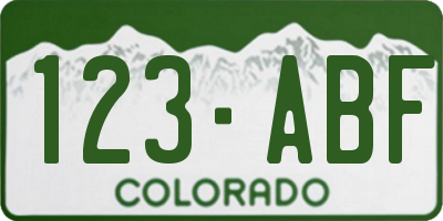 CO license plate 123ABF