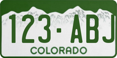 CO license plate 123ABJ