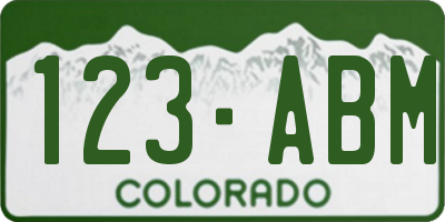 CO license plate 123ABM
