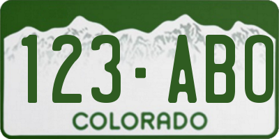 CO license plate 123ABO
