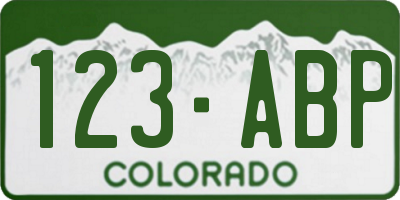 CO license plate 123ABP