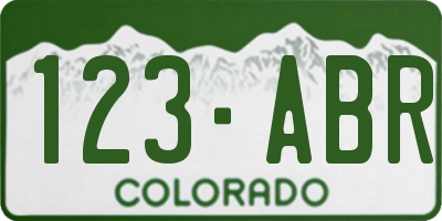 CO license plate 123ABR