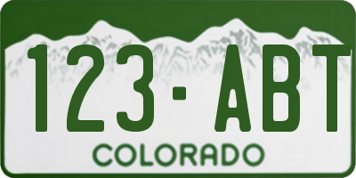 CO license plate 123ABT