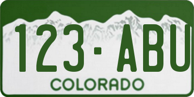 CO license plate 123ABU