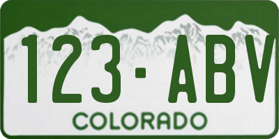 CO license plate 123ABV