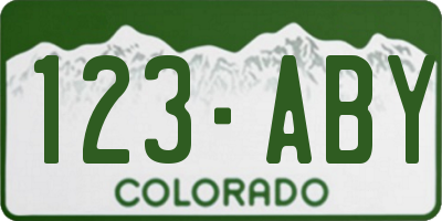 CO license plate 123ABY