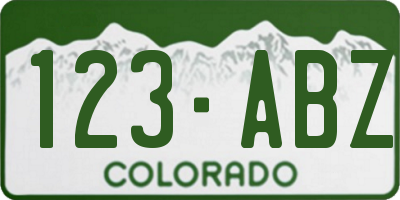 CO license plate 123ABZ