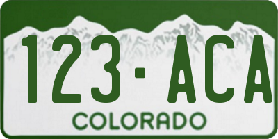 CO license plate 123ACA