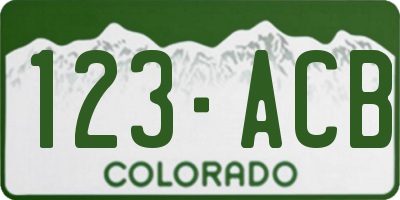 CO license plate 123ACB