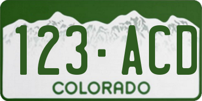 CO license plate 123ACD