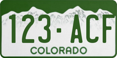 CO license plate 123ACF
