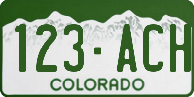 CO license plate 123ACH