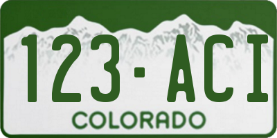 CO license plate 123ACI