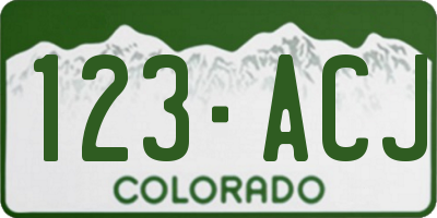 CO license plate 123ACJ
