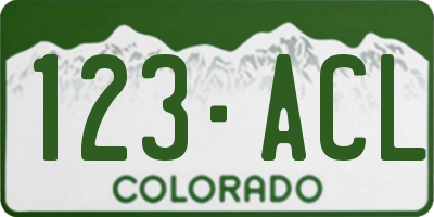 CO license plate 123ACL