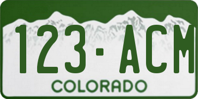 CO license plate 123ACM