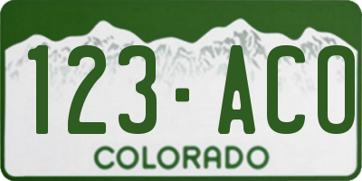 CO license plate 123ACO