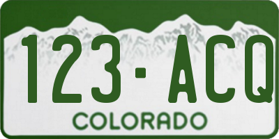 CO license plate 123ACQ