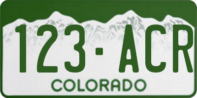 CO license plate 123ACR