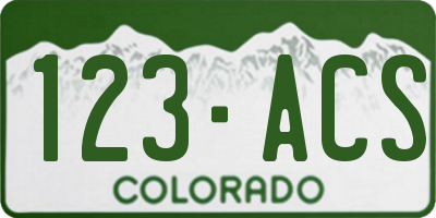 CO license plate 123ACS