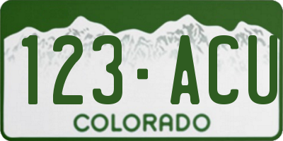 CO license plate 123ACU