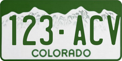 CO license plate 123ACV