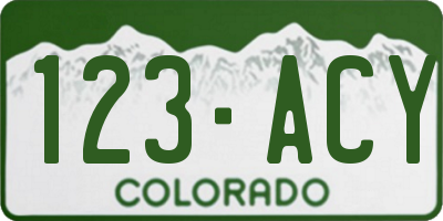 CO license plate 123ACY