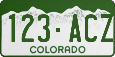 CO license plate 123ACZ