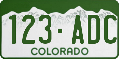 CO license plate 123ADC