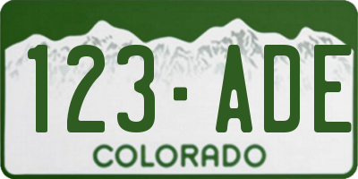 CO license plate 123ADE