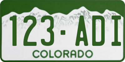 CO license plate 123ADI