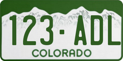 CO license plate 123ADL