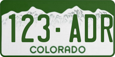 CO license plate 123ADR