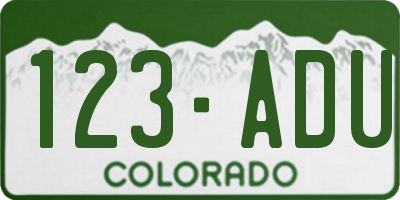 CO license plate 123ADU