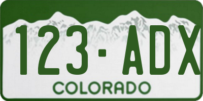 CO license plate 123ADX