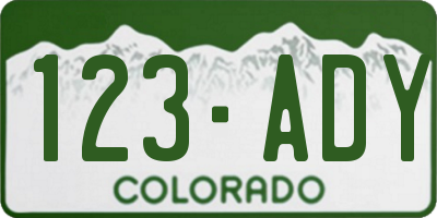 CO license plate 123ADY