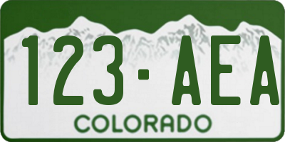 CO license plate 123AEA