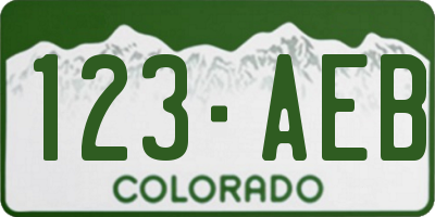 CO license plate 123AEB