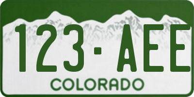 CO license plate 123AEE