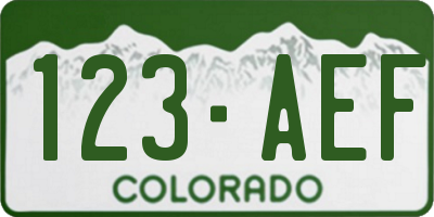 CO license plate 123AEF
